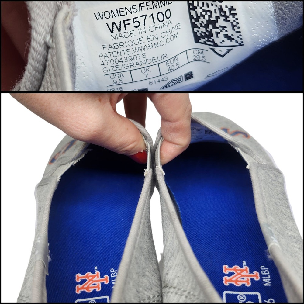 New York Mets Shoes Womens 9.5 Gray Blue Orange Keds Slip Ons MLB Baseball Comfy - Picture 11 of 12